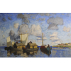 Konstantin Ivanovich Gorbatov (1876-1945) – “Barges near the river bank” – Importante pintura impressionista representando barcaças na margem do rio. Oléo sobre madeira, assinado no canto inferior esquerdo, K. Gorbatov (em cirílico) – Russia, séc. XX -43 x 66 cm. <br />