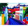 Inimá de Paula<br>A Rua do Casarão Vermelho – Rio Comprido/RJ <br> 73 x 92 cm – OST – Ass. CID e Dat. 1991<br> Porém, a marca mais visível e ao mesmo tempo a mais profunda é o fovismo, que se afirma plenamente em sua derradeira fase, a de Minas Gerais. Por intermédio do fovismo e de sua aproximação com a pintura de Kaminagai, ele se vincula à Escola de Paris, mas sem perder suas raízes brasileiras. Quando Inimá diz que sempre foi expressionista, é preciso entender bem o sentido de sua afirmação. Pode ser uma referência a momentos mais dramáticos de sua pintura, como o período carioca de 1967/1968, ou ele está empregando o termo no seu sentido mais amplo, o que define o expressionismo como uma tendência permanente da história da arte, que ressurge de tempos em tempos, sempre que existe uma crise, seja ela estética, seja moral, política ou econômica. Ou seja, o expressionismo seria o pólo da crise, por oposição ao pólo da construção, do qual o cubismo é exemplo. Crise e construção ou emoção e rigor seriam, então, as duas vertentes fundamentais da história da arte, cada uma delas abrigando diferentes escolas, ismos, tendências. Dentro desta perspectiva mais ampla, o fovismo integra a vertente expressionista. Ou então, pode-se dizer que ele é uma das suas raízes, ao lado do Die Brücke e do Blau Reiter, nascidos na Alemanha, pátria por excelência do expressionismo. (...) <br> Tudo o que deseja Inimá, com sua pintura, é alcançar uma atmosfera vibrátil para a cor. Como ele diz: 'Trabalhar o quadro sem magoá-lo, de forma espontânea, fluídica, uma pincelada, outra, mais outra, mas sem perder o sentido da forma, buscando sempre a ressonância e vibração da cor'. <br> Frederico Morais é crítico de arte.<br> Trecho extraído da fonte: MORAIS, Frederico. <br> A obra. In: ___. Inimá de Paula. Rio de Janeiro: L. Christiano, 1987. p. 65, p. 68, p. 112.