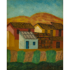 Lorenzato - Paisagem com Casario – 28,5 x 23,5 cm – Óleo sobre Eucatex – Ass. Canto Inferior Direito e Dat. 1979