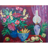 Yara Tupynambá<br />Composição com Flores e Tijela Azul – 70 x 90 cm <br />ASTCM – Ass. PI e Dat. 1993