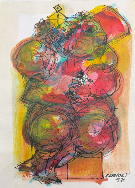 RAPOPORT, Alexandre- "Sem titulo" - técnica mista sobre papel - 30 x 21 cm - a.c.i.d. 1997 - 1997 — Rapoport